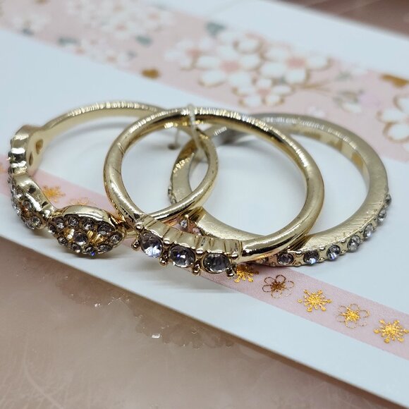 Torrid Gold-Tone Stack Rings with Clear Crystal Accents (Size 8) - Picture 1 of 7